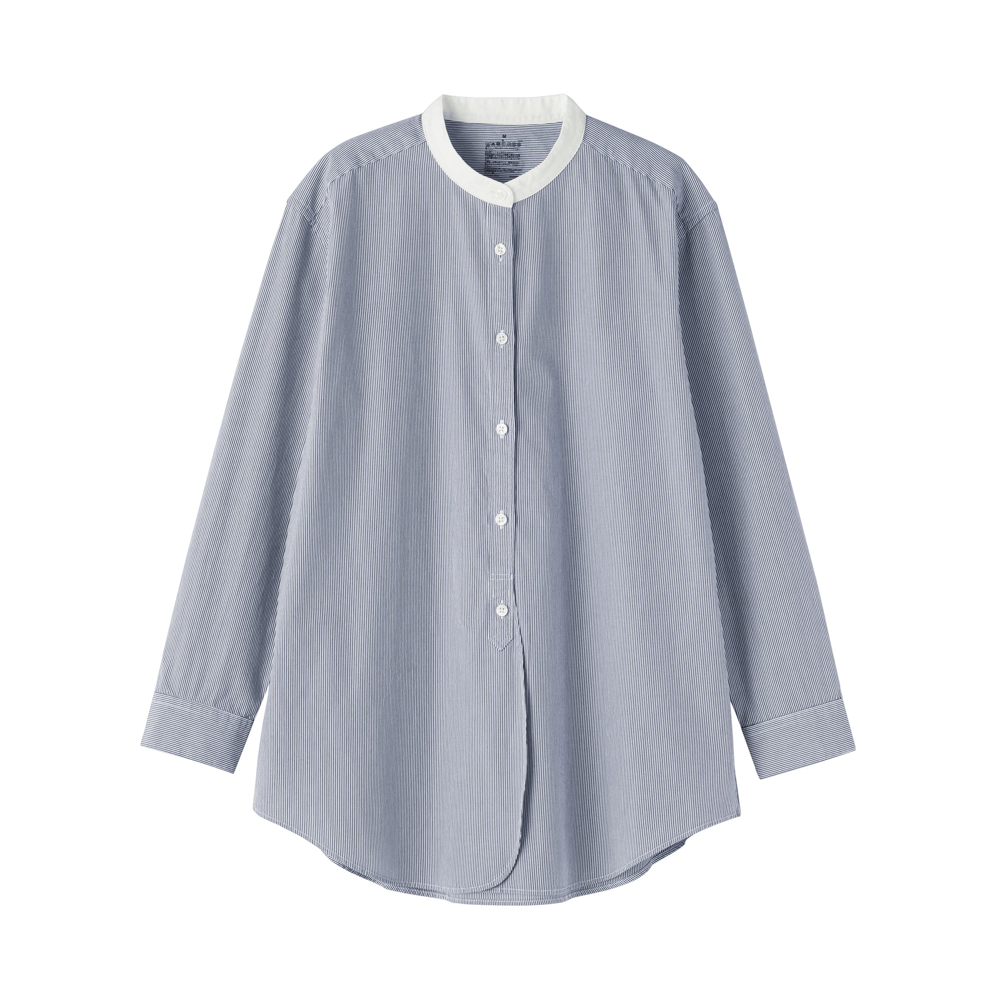 Broadcloth Stand Collar Long Shirt