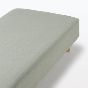 Washed Cotton Fitted Sheet Green MUJI