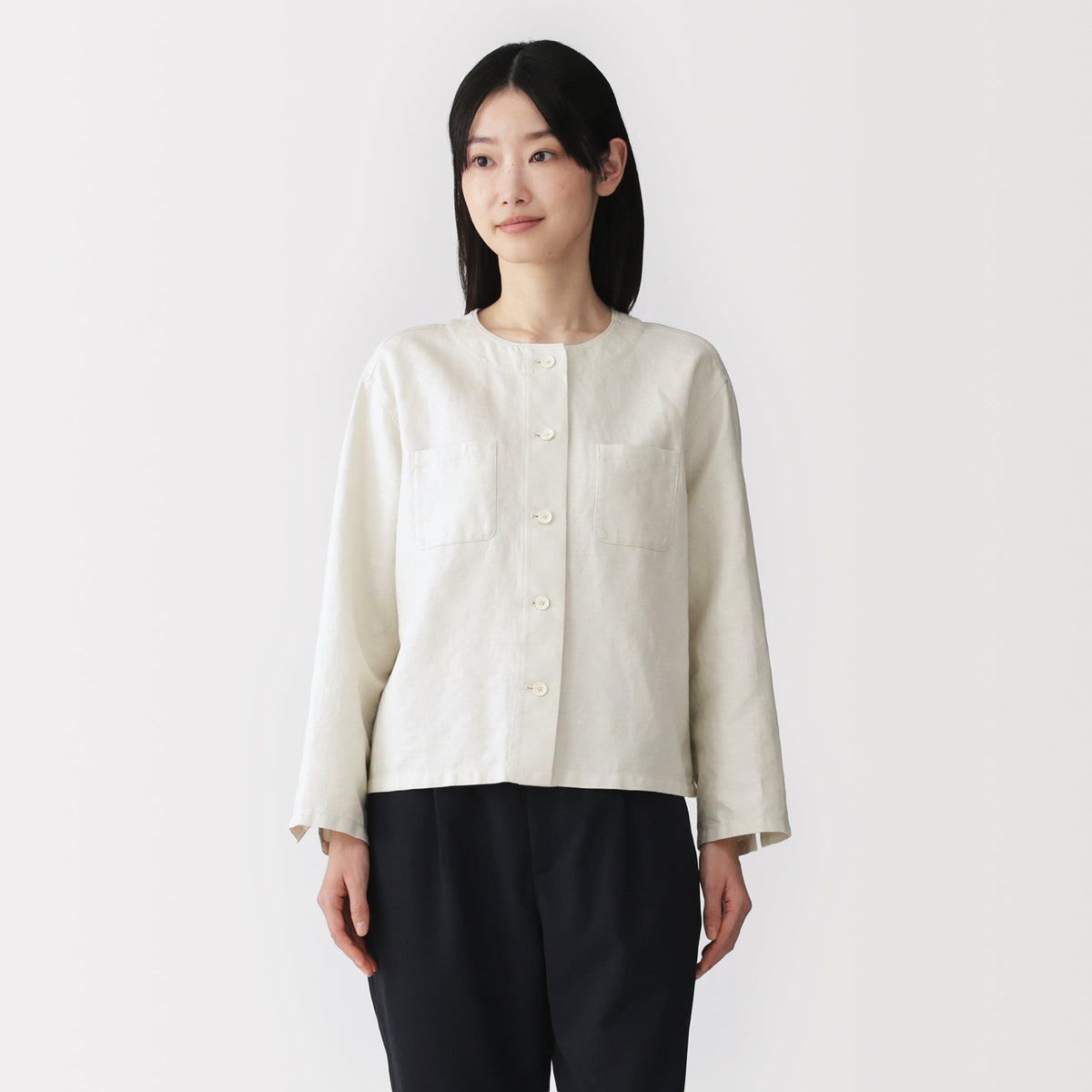 Hemp Blend Twill Shirt | Women's Spring Tops | MUJI Canada