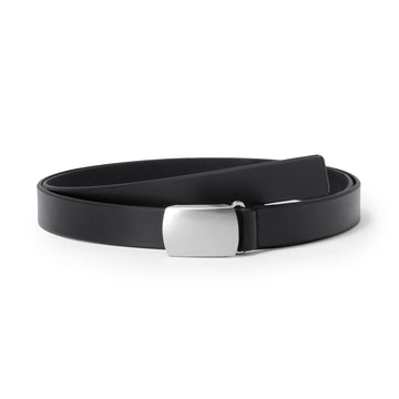 Labo Olive Leather Holeless Belt Black MUJI