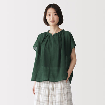 High-Twist Cotton Sheer Blouse MUJI