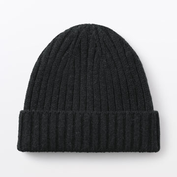 Non-Itchy Merino Wool Beanie Charcoal Grey MUJI
