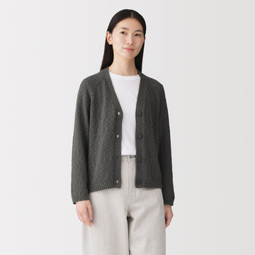 Cotton Slub Yarn V-Neck Cardigan MUJI