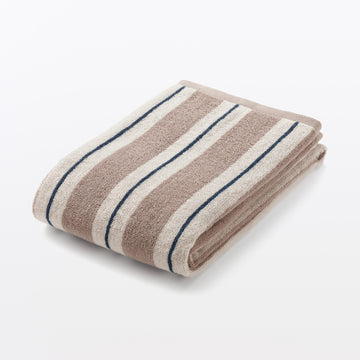 #WK36 YL - Twin Pile Bath Towel JJAZ4A6A Beige Multi-stripe MUJI