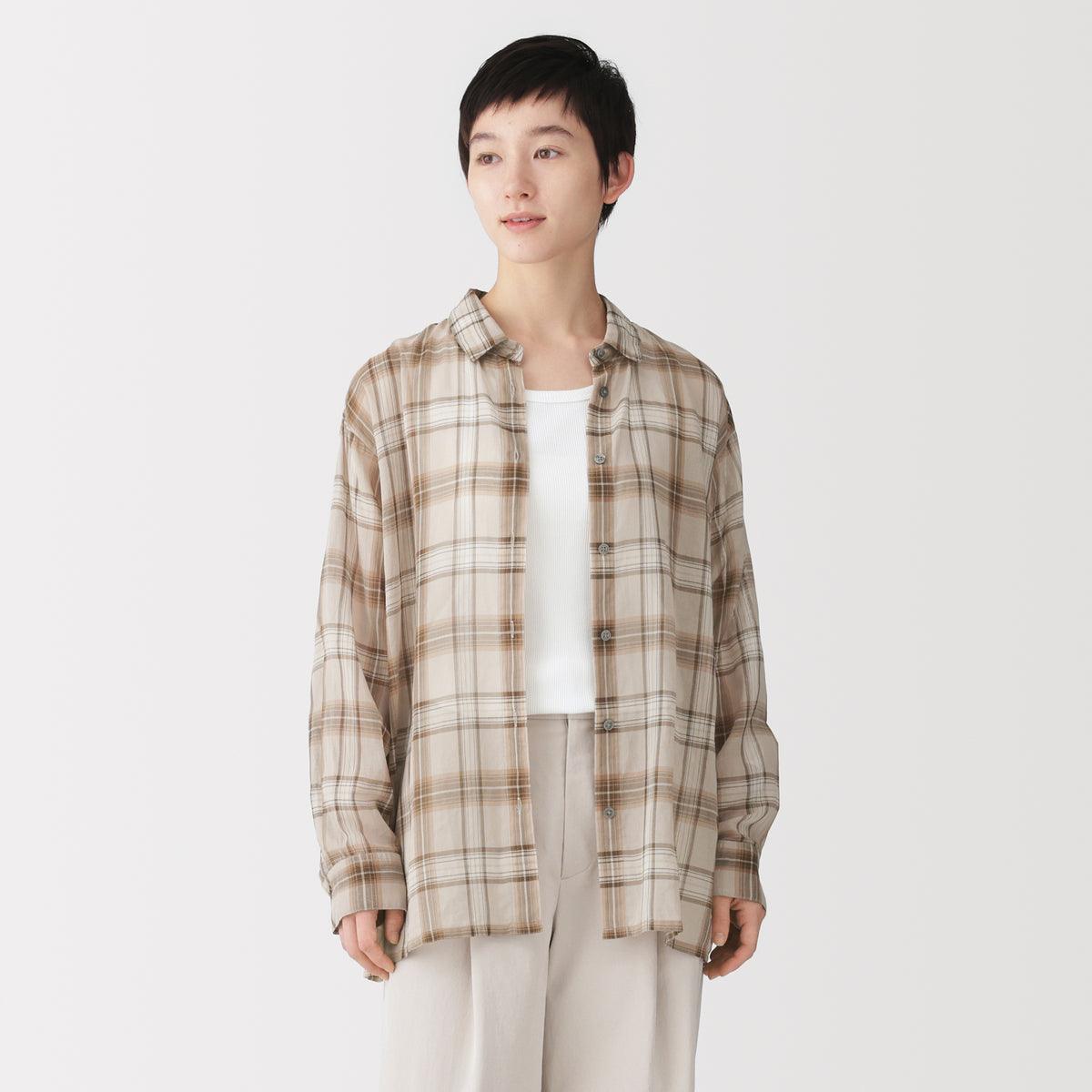 High-Twist Cotton Sheer Shirt | Women's Summer Tops | MUJI Canada