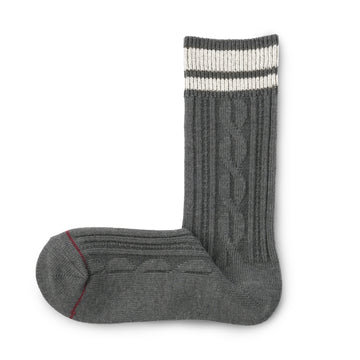 Warm Cotton Cable Socks Charcoal Grey Pattern MUJI