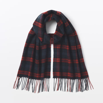 Fluffy Wool Scarf Dark Red Check MUJI