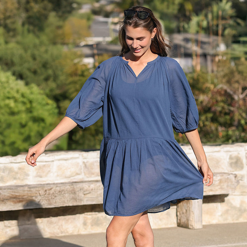 #26SS [import] High-Twist Cotton Sheer Dress Charcoal Grey MUJI
