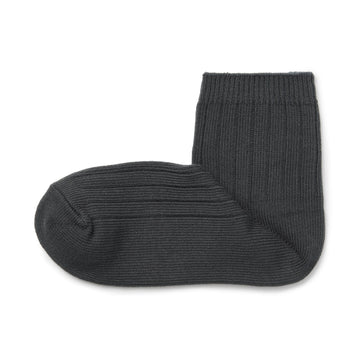 Right Angle Ribbed Short Socks Dark Grey MUJI