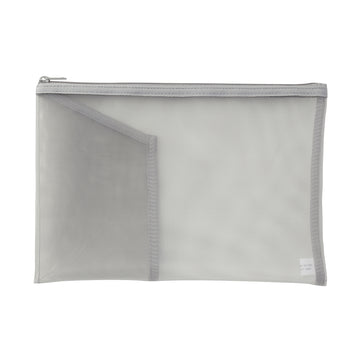 Nylon Mesh Pouch with Pocket A5 Grey MUJI