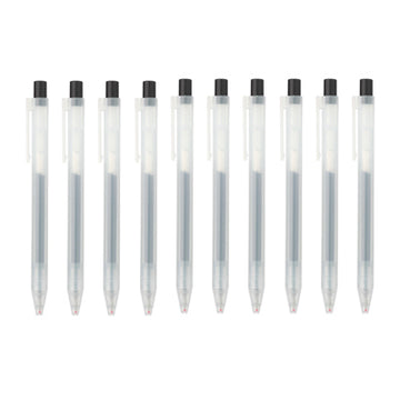 Gel Ink Ballpoint Pen Knock Type 0.5mm Set of 10 Blue Black 0.5 MUJI
