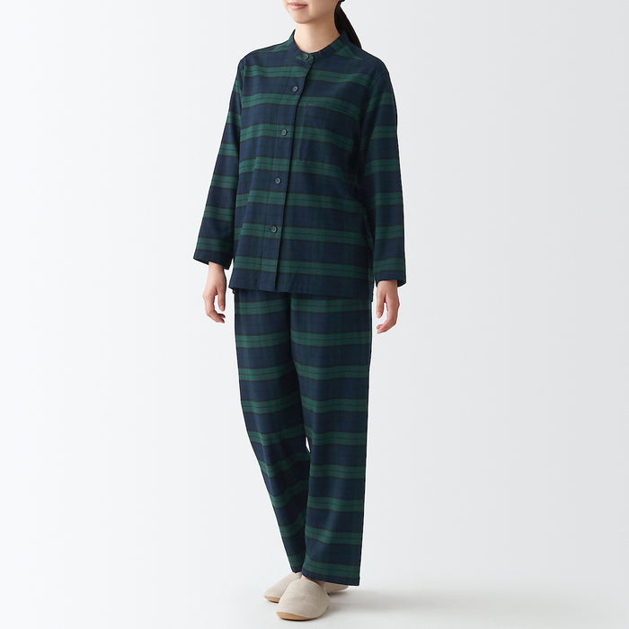 Women's Side Seamless Flannel Stand Collar Pajamas, Cotton Loungewear