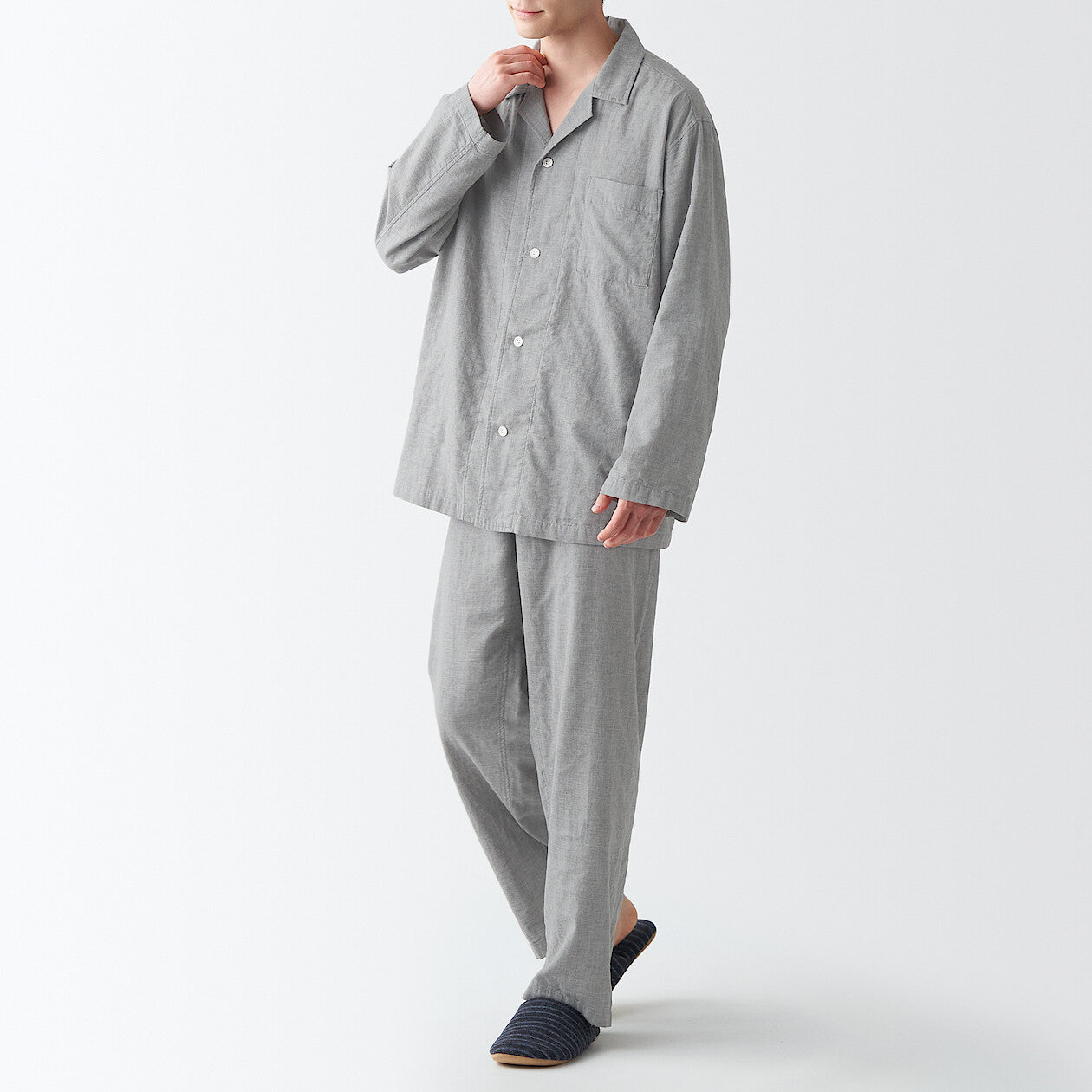 Men's Side Seamless Double Gauze Pajamas