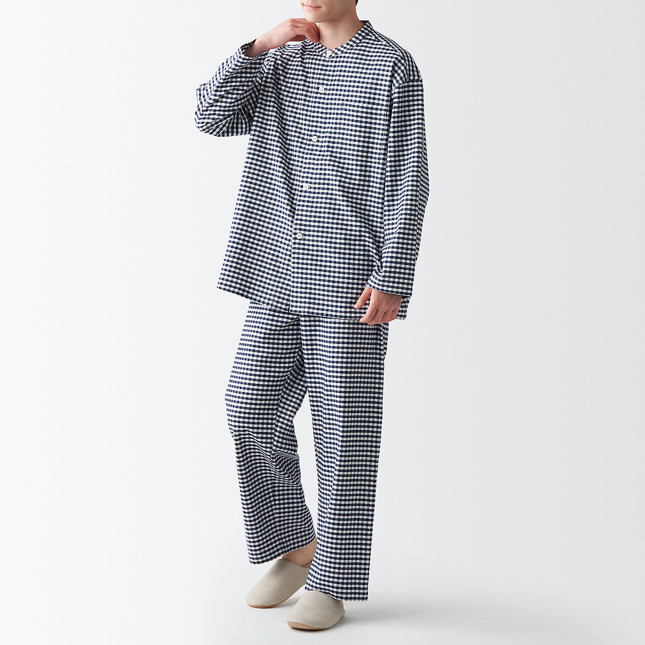 Men's Side-Seamless Flannel Stand Collar Pajamas