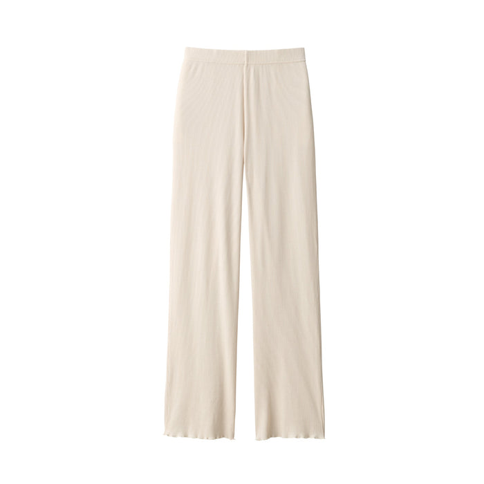 Women's Smooth Ribbed Long Pants, Lyocell Loungewear