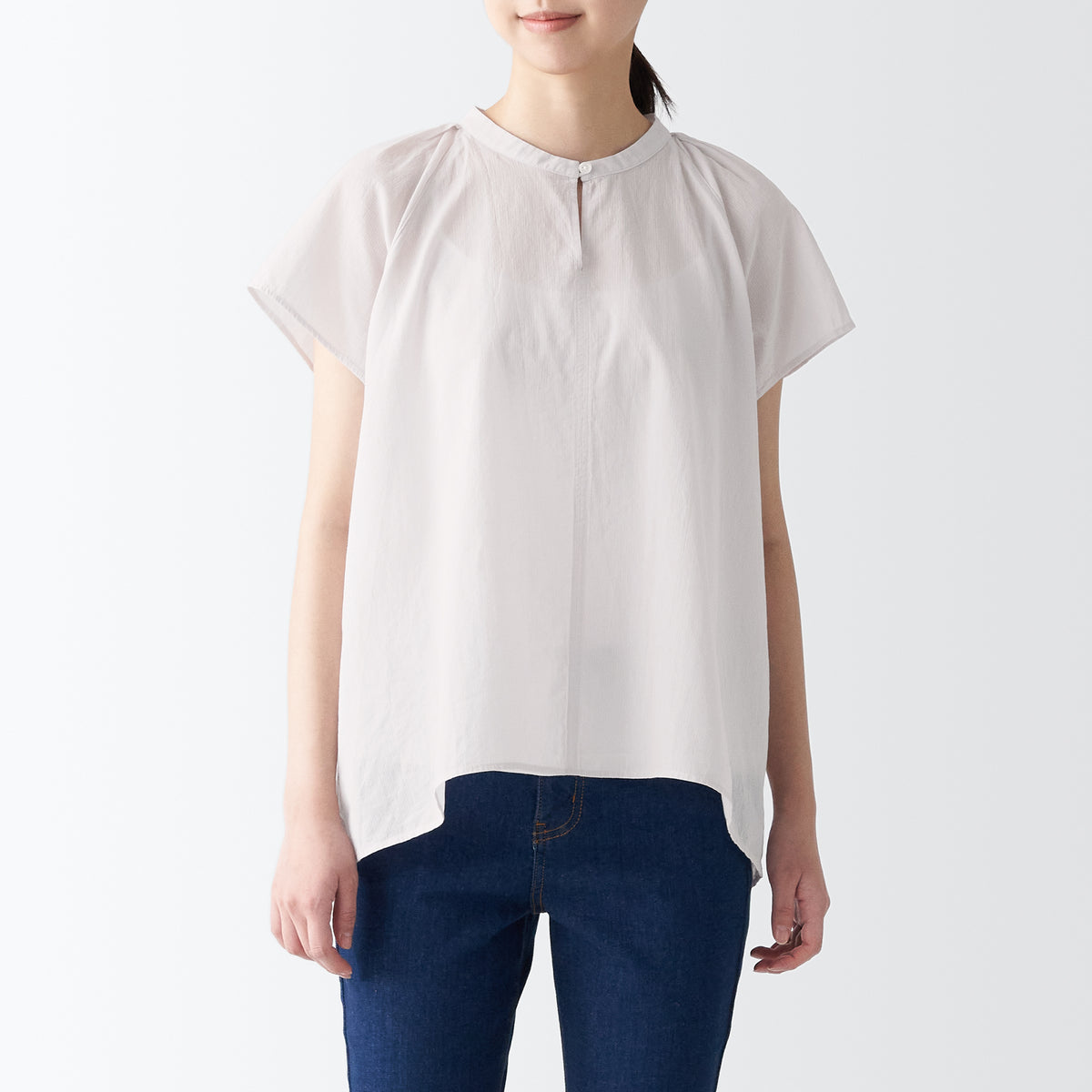 Women's High Twisted Veil French Sleeve Blouse | MUJI Canada