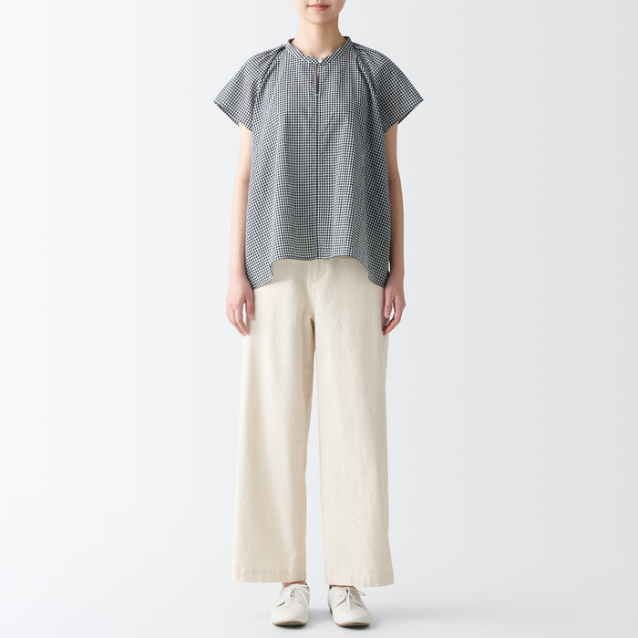 Women's High Twisted Veil French Sleeve Blouse | MUJI Canada