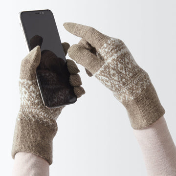 Wool Blend Patterned Touchscreen Gloves MUJI