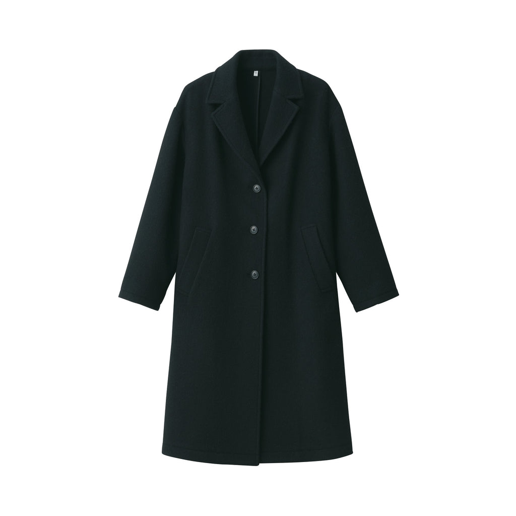 Women's Recycled Wool Blend Chester Coat | Black Wool Winter Coat