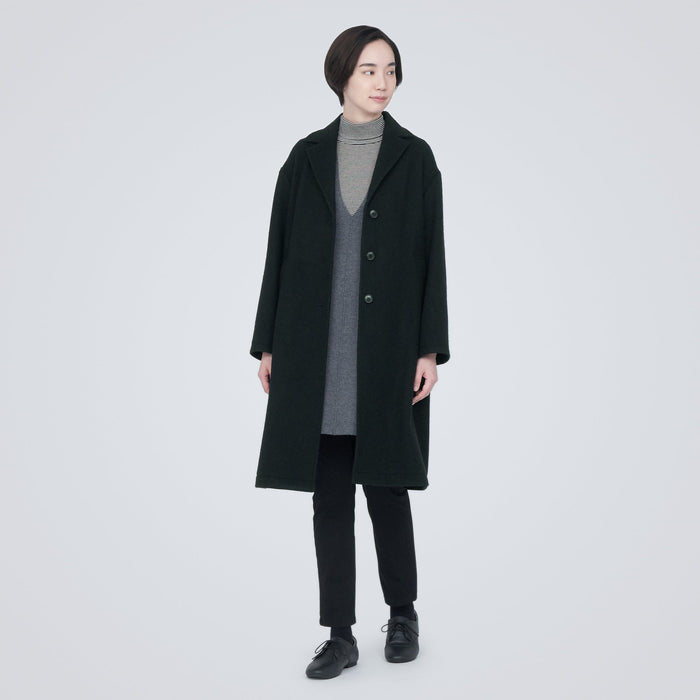 Women's Recycled Wool Blend Chester Coat | Black Wool Winter Coat