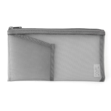 Nylon Mesh Pen Case with Pocket Grey MUJI